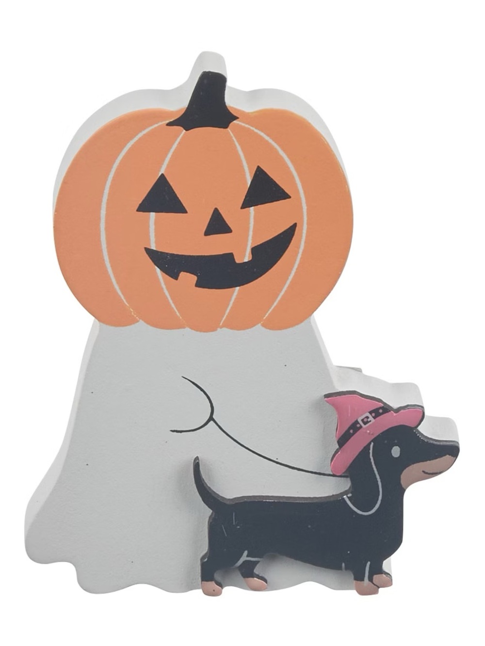 Orange Pumpkin Jack-o'-Lantern with Black Dachshund Decor